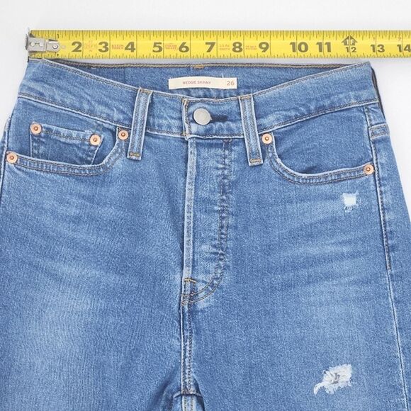 Levi's Wedgie Skinny Jeans Size 26 Womens Medium Blue Wash Denim Distressed - Picture 4 of 8
